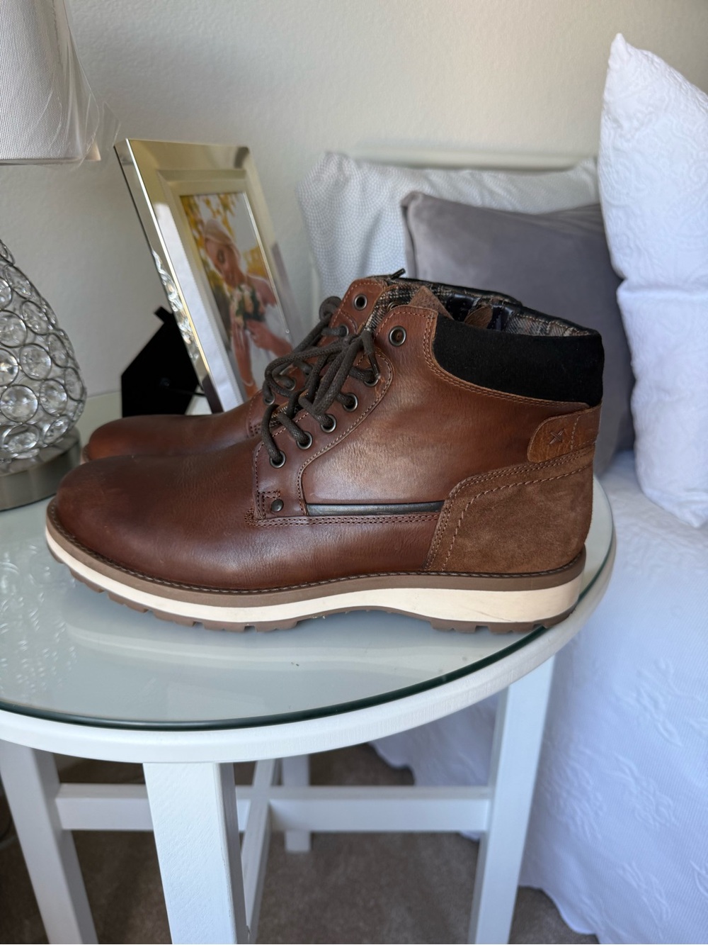 Franco Fortini Brown Leather Chukka Boots with Black Collar